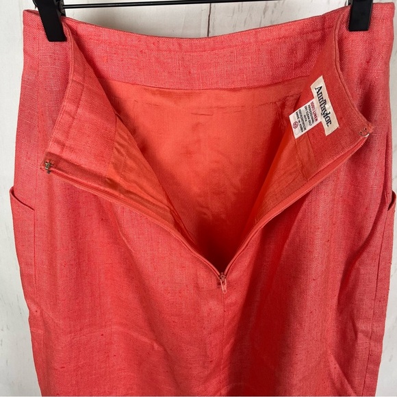 Vintage Ann Taylor linen pencil skirt coral pink 10 - Picture 5 of 7